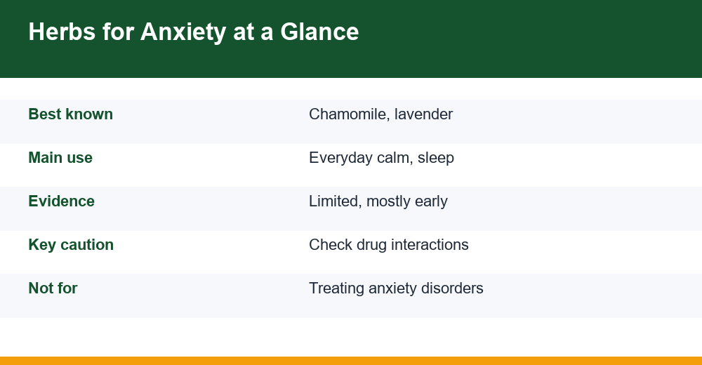 herbs for anxiety — infographie